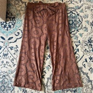 Pink Coconut Boutique Lace Brown Wide Leg Pants Size XXL
